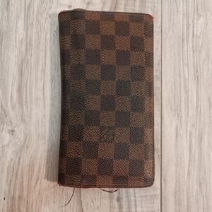 Authentic Louis Vuitton Damier Ebene Brazza Long Wallet